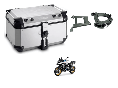 Combo Bau Outback 58 Polido + Suporte Bau Sr5108 Bmw R1200/1250