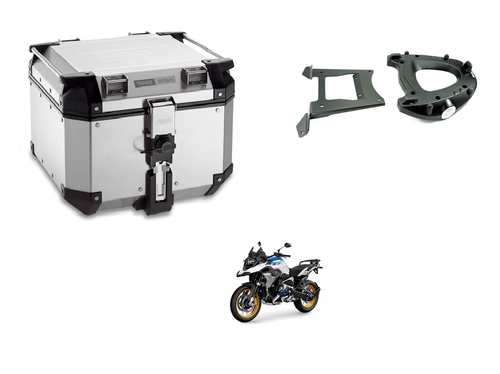 Combo Bau Outback 42 Polido + Suporte Bau Sr5108 - Bmw R1200/1250