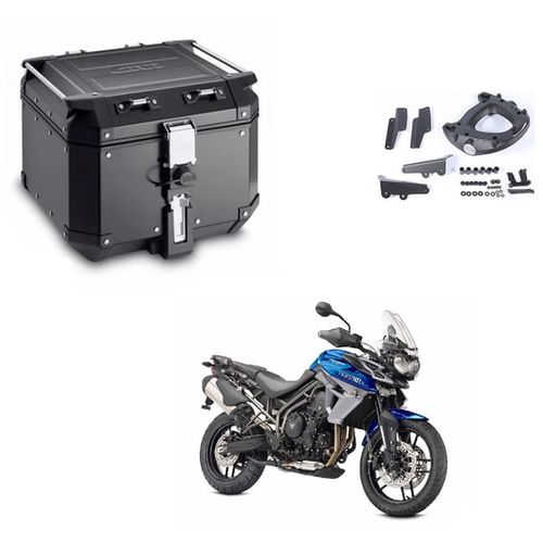 Combo Bau Outback 42 Preto + Suporte Bau Sr6401 Tiger800