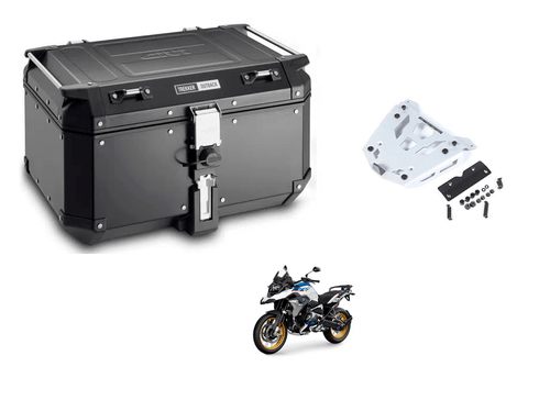 Combo Bau Outback 58 Preto + Suporte Bau Aluminio Sra5108 Bmw R1200/1250