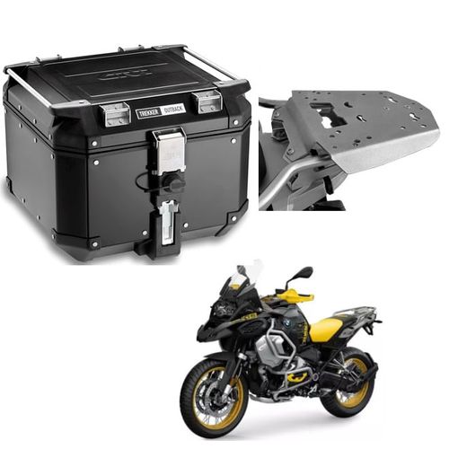 Combo Bau Outback 42 Preto + Suporte Bau Scam Bmw 1200/1250 Adventure