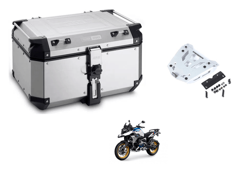 Combo Bau Outback 58 Polido + Suporte Bau Aluminio Sra5108 Bmw R1200/1250