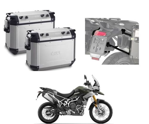 Combo Bau Lateral Outback  Polido + Suporte Plo6415cam Tiger 900