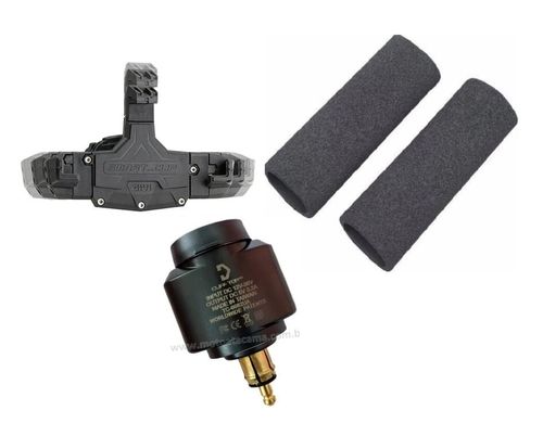 Combo Suporte de Celular Givi + Adaptador Tomada Cliff Top + Capa Manopla Grab On