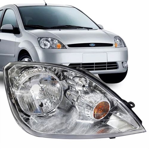 Farol Principal Cromado Lado Direito Ford Fiesta 2003 até 2007