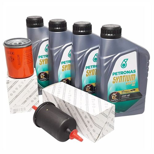 Kit Revisão 4 Litros de Óleo 15W40 Semissintético + 1 Filtro de Óleo e 1 de Combustível Palio Siena Strada Motores Fire 2001 até 2012