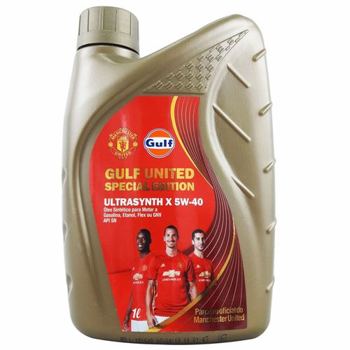 Óleo Lubrificante do Motor API SN 5W40 100% Sintético Ultrasynth X Gulf Edição Especial Parceiro Oficial do Manchester United 1L