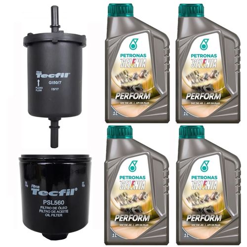 Kit Revisão 4 Litros Óleo Petronas 5W40 + Filtros Gol Parati Saveiro Voyage Golf Polo Spacefox Kombi 1.4 TotalFlex 1.0 8V e 1.6 8V 2004 a 2013