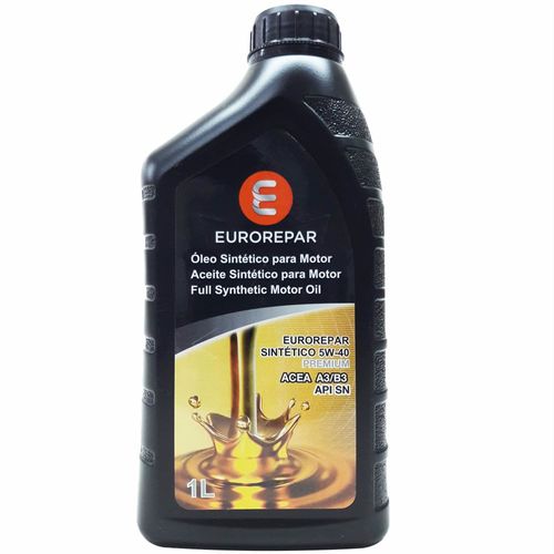 Óleo Lubrificante do Motor Eurorepar 5W40 Premium 100% Sisntético ACEA A3/B3 API SN 1L