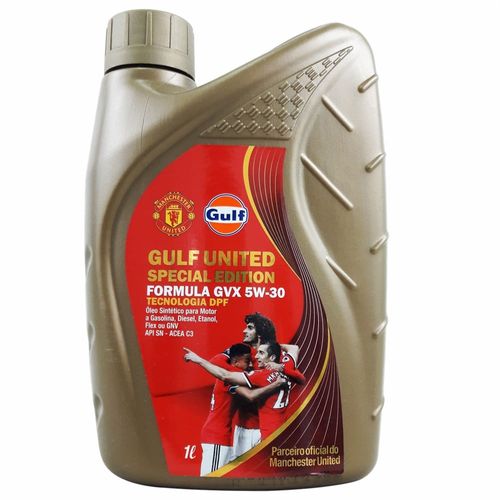 Óleo Lubrificante do Motor API SN 5W30 100% Sintético Fórmula GVX Tecnologia DPF Gulf Edição Especial Parceiro Oficial do Manchester United 1L