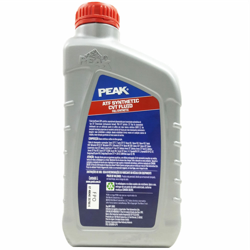 Óleo De Transmissão Automática Peak Atf Câmbio Cvt 100 Sintético 1l Compresuapeça 