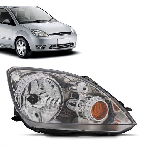 Farol Principal Cromado Lado Direito Ford Fiesta 2003 até 2007