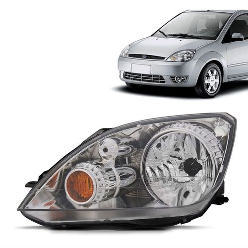 Farol Principal Cromado Lado Esquerdo Ford Fiesta 2003 até 2007