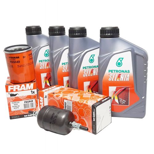 Kit Revisão 4 Litros Óleo 15W40 Semissintético 1 Filtro Óleo 1 de Combustível Palio Siena Strada Punto Idea Doblo Uno Fiorino Fire 2001 até 2012