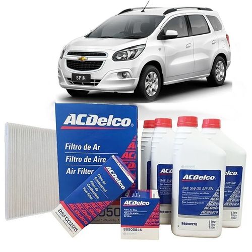 Kit Revisão Chevrolet Spin 2012 até 2016 Óleo ACDelco 5w30 Semissintético + Filtros