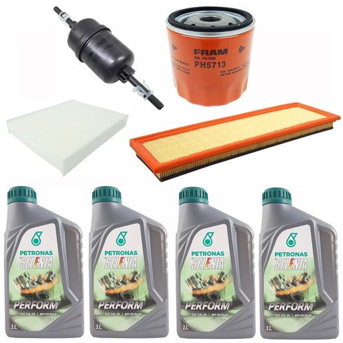Kit Revisão 4 Litros Óleo Petronas 5W30 + Filtros Fiesta Ecosport 2002 até 2014 Motores 1.0 e 1.6 Zetec Rocam Inclusive Flex