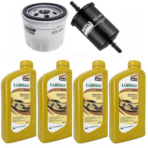 Kit Revisão 4 Litros Óleo Lubrax 10W40 + Filtros Óleo e Combustível Logan e Sandero 1.0 12V 3cc 2017 em Diante