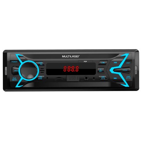 Som Automotivo Multilaser Pop 1 Din MP3 4x25W RMS Rádio FM + Entrada microSD + USB + AUX - P3335