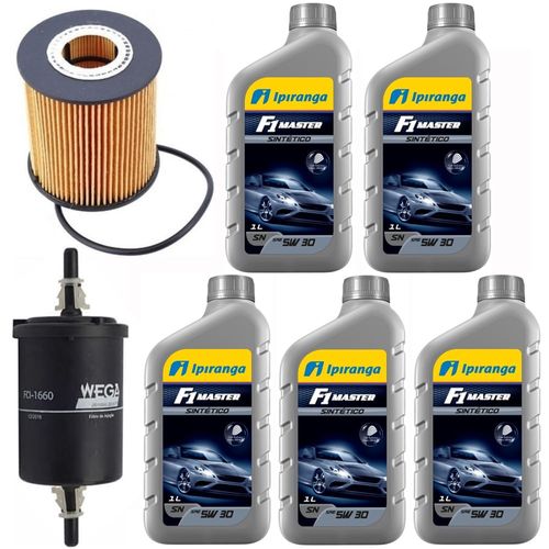 Kit Revisão 5 Litros Óleo Ipiranga 5W30 + Filtros Óleo e Comb. Motor EtorQ Argo Bravo Cronos Idea Linea Palio Siena Strada Punto Doblo Toro Renegade