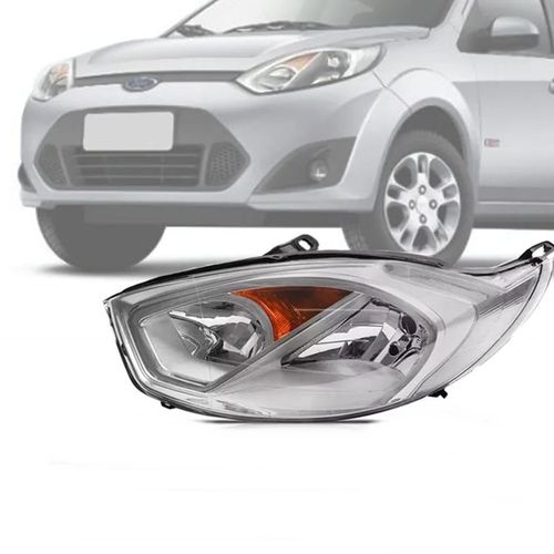 Farol Principal Cromado Foco Duplo Lado Esquerdo Fiesta Zetec Rocam 2011 a 2014 - Zeene