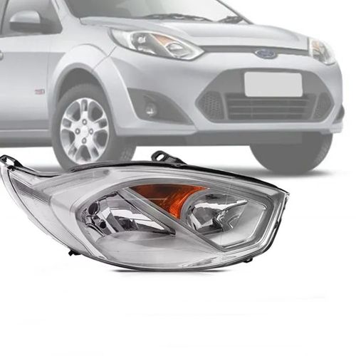 Farol Principal Cromado Foco Duplo Lado Direito Fiesta Zetec Rocam 2011 a 2014 - Zeene