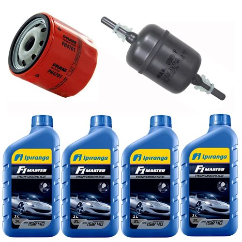Kit Revisão 4 Litros Óleo 15W40 Ipiranga + Filtro de Óleo e Combustível Palio Siena Strada Punto Idea Doblo Stilo Motor 1.8 8V GM