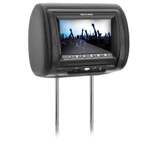 Encosto De Cabeça Automotivo Multilaser Com Tela 7 Pol. E Dvd Acoplado - AU302