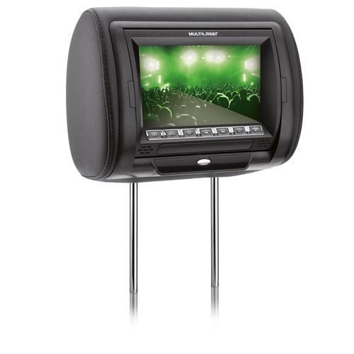 Encosto De Cabeça Automotivo Multilaser Com Tela 7 Pol. Pol. Preto - AU304