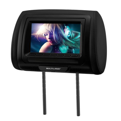 Encosto De Cabeça Automotivo Multilaser Com Tela Preto Pol. 7 Pol. Pol. Multilaser - AU708