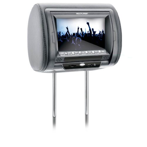Encosto De Cabeça Automotivo Multilaser Com Tela 7 Pol. E Leitor De Dvd Cinza - AU303