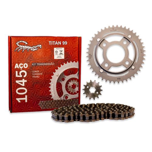 Kit Relação Transmissão Moto Scorpion Titan 99 Aço 1045 Selo Inmetro