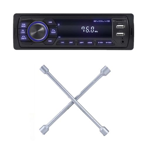 Combo Car - Som Automotivo Evolve BT 4x35W RMS 12V e Chave De Roda Tipo Cruz 17x19x21x23mm Multilaser - AU722K