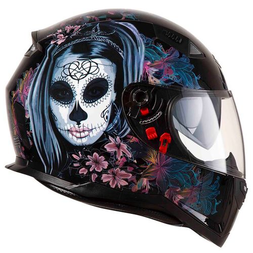Capacete Shiro Sh 881 Sv Fantasy Azul / Rosa C/ Óculos Interno