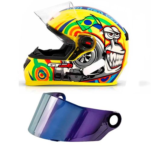 Capacete Fw3 Gt Turbo + Viseira Colorida