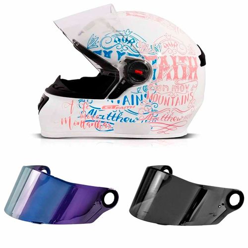Capacete Fw3 Gt Faith + Viseiras Camaleão e Fume