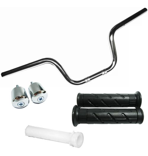 Kit Guidão Titan 160 Cromado Roldana Manopla  Pesos Cromado