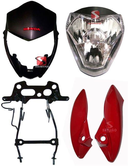 Farol Cb300 Frontal Original Logo Vermelho, Aranha Carenagem Lateral Todas