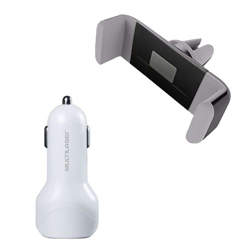 Combo Car - Suporte Universal Veicular e Carregador Automotivo Concept Branco Multilaser - CB1150K