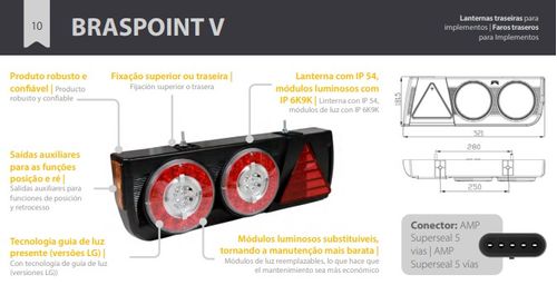 CONJUNTO TRAS BRASPOINT V LE C/ GUIA DE LUZ - LED BIVOLT ASPOCK ASP1623100