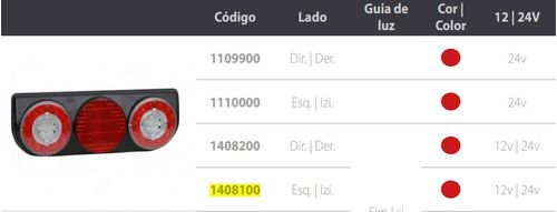 CONJUNTO TRAS LED BIVOLT BRASPOINT IV - LE C/ GUIA DE LUZ ASPOCK ASP1408100