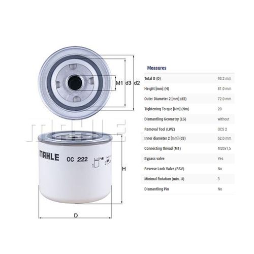 FILTRO DE OLEO - CATERPILLAR 4N6823/2W2134/2Y8675 - MAHLE