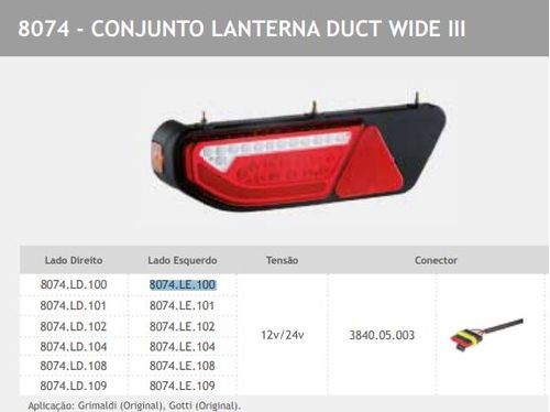 CONJUNTO TRASEIRA DUCT WIDE RODOTECNICA 24V MOD. III LE