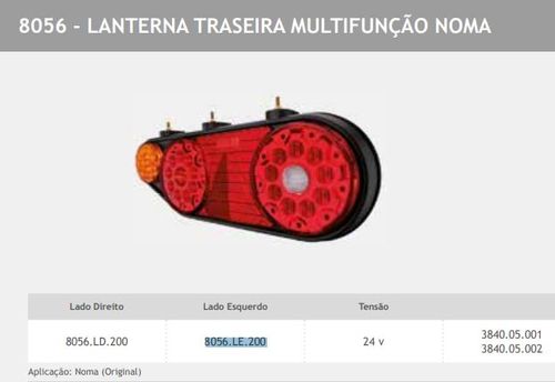 CONJUNTO TRASEIRA NOMA LED LE TRICOLOR