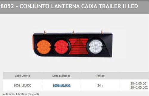 CONJUNTO TRASEIRA TRAILER II LED LE 24V C TRIANGULO REFLETOR