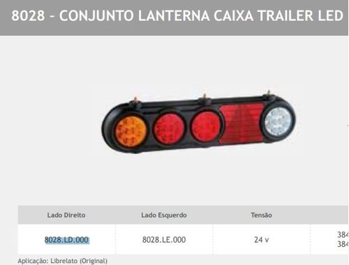 CONJUNTO TRASEIRA TRAILER LED LD 24V C/ TRIANGULO REFLETOR
