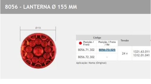 LANTERNA LED (MODULO NOMA) VM/CR (RE/POSICAO/FREIO) - 24V