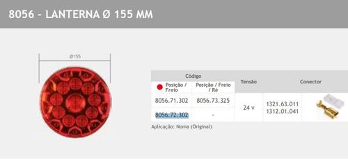 LANTERNA LED MODULO NOMA VERMELHA POSICAO/FREIO S/ PARAFUSO