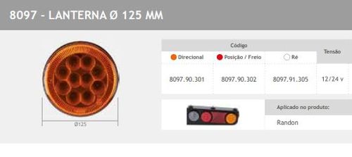 LANTERNA TRASEIRA RANDON 2000 A 2009 C/ 10 LEDS AMARELA