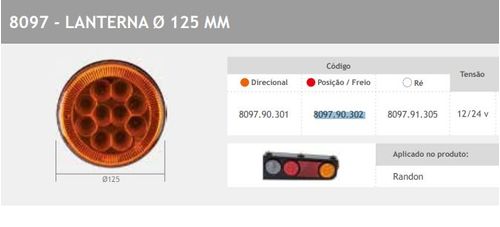 LANTERNA TRASEIRA RANDON 2000 A 2009 C/ 10 LEDS VERMELHO