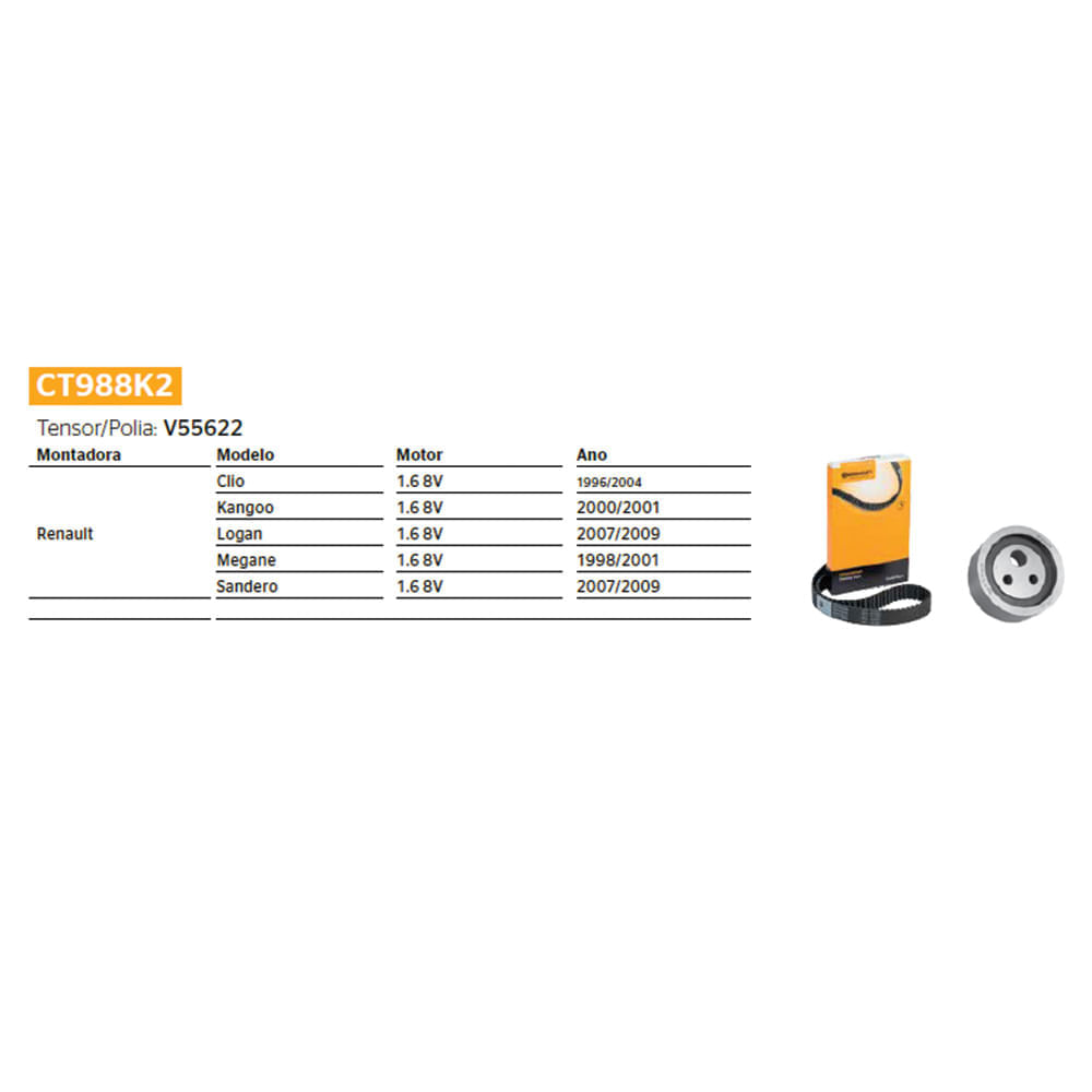 Encontraproduto.com.br - 60596 CORREIA COMANDO / CORREIA COMANDO CLIO / (KIT C/ 1 TENSIONADOR) (1 CORREIA) CONTITECH